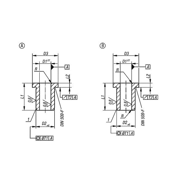 Drill Bushing, DIN 172 Mild Steel. Rounded Top. IDxODxH: 13x22x16 Mm